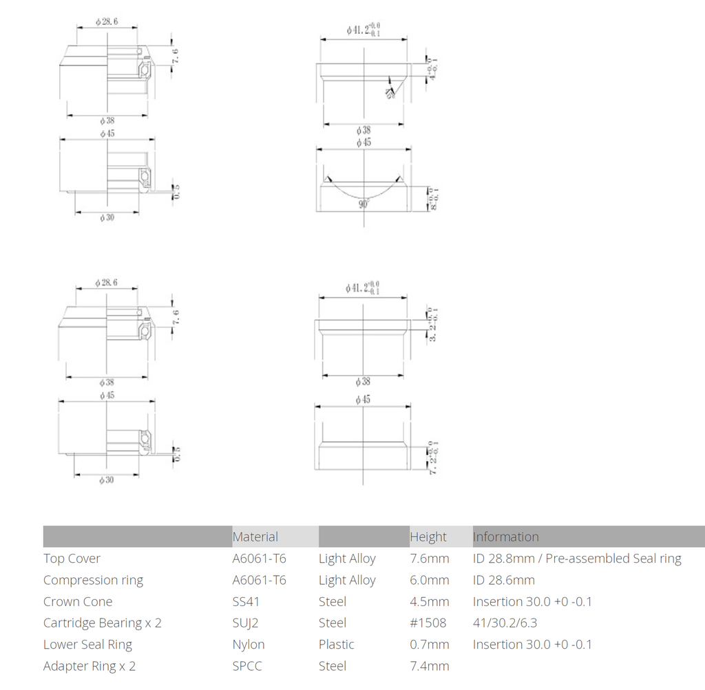Tange Seiki Headset IS22 Threadless 1-1/8